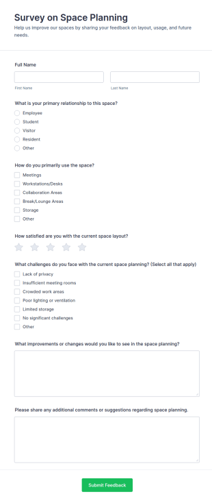 Survey On Space Planning Form Template