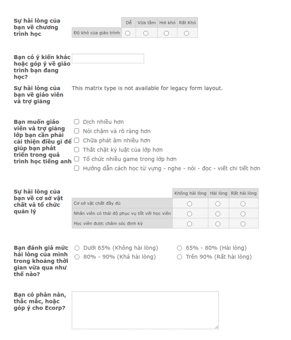 Survey on students' satisfaction_Ecorp Form Template | Jotform