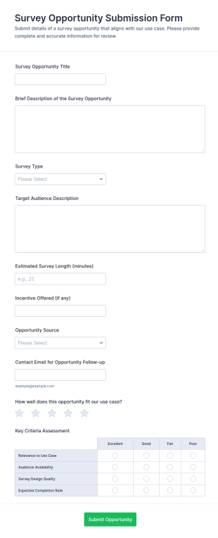 Survey Opportunity Submission Form Template
