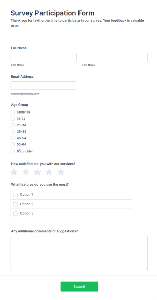 Survey Participation Form Template