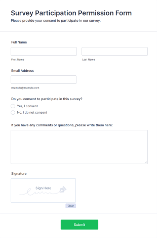 Survey Participation Permission Form Template