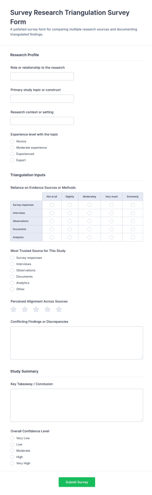 Survey Research Triangulation Survey Form Template