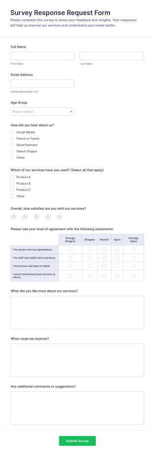 Survey Response Request Form Template