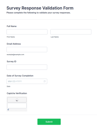 Survey Response Validation Form Template