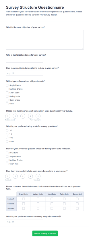 Survey Structure Questionnaire Form Template