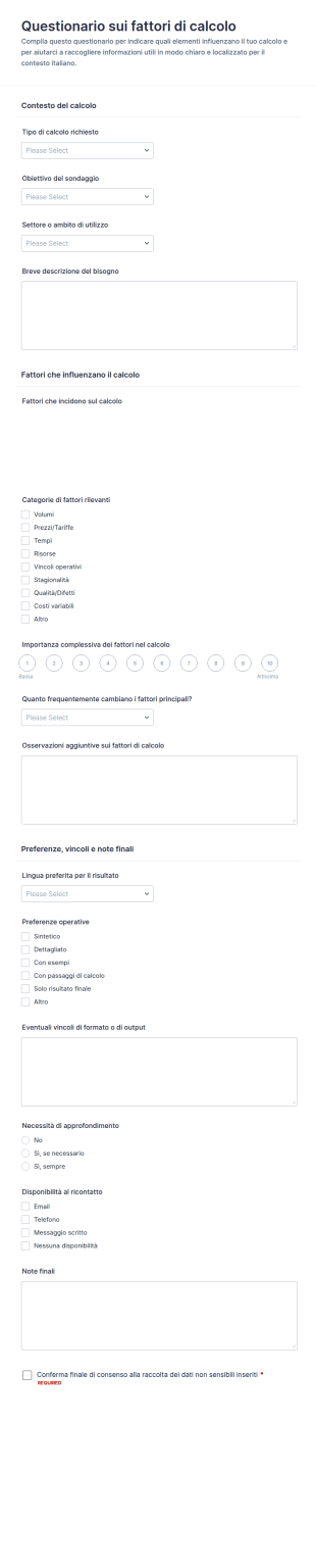 Survey Sui Fattori Di Calcolo