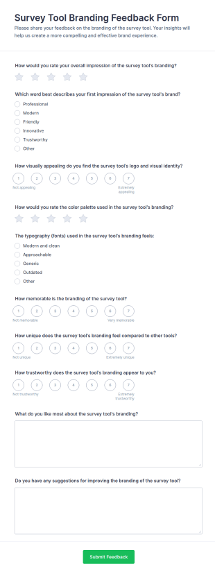 Survey Tool Branding Feedback Form Template