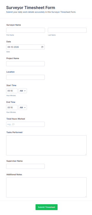 Surveyor Timesheet Form Template