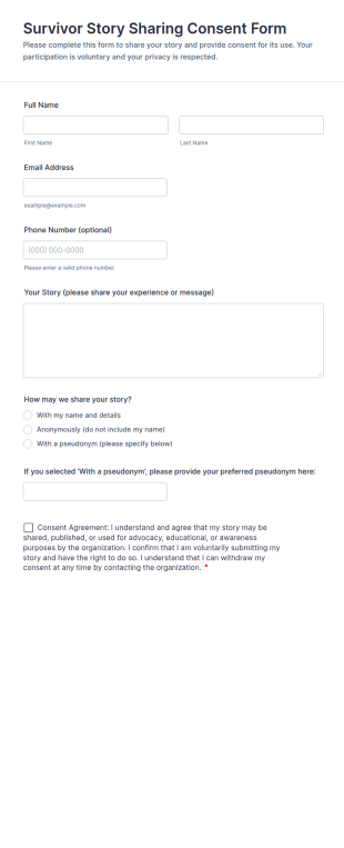 Survivor Story Sharing Consent Form Template