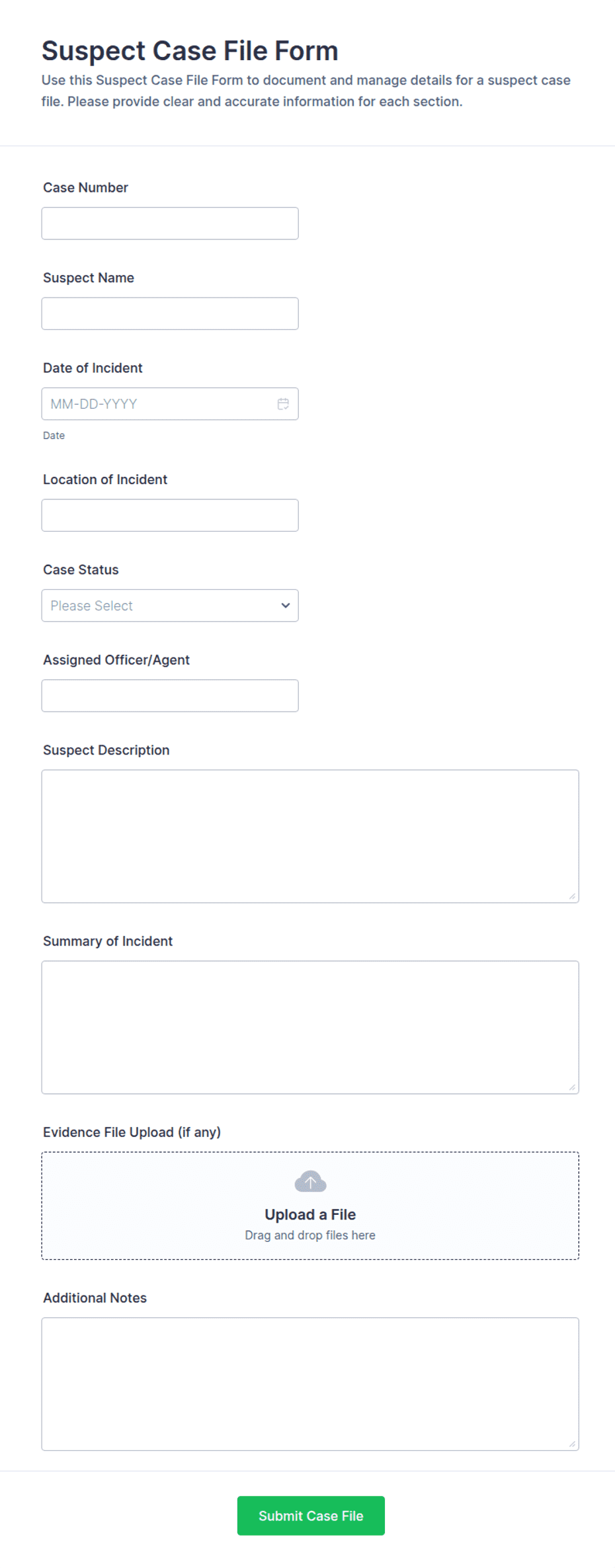 Suspect Case File Form Template | Jotform