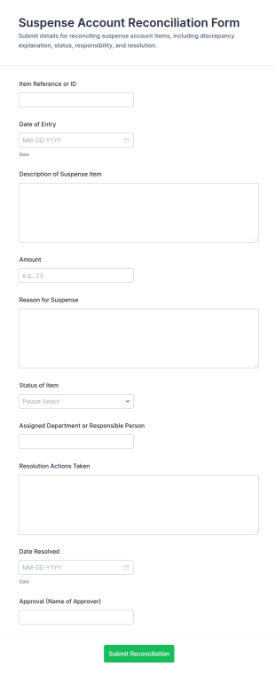 Suspense Account Reconciliation Form Template
