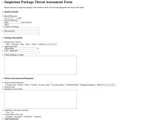 Suspicious Package Threat Assessment Form Template