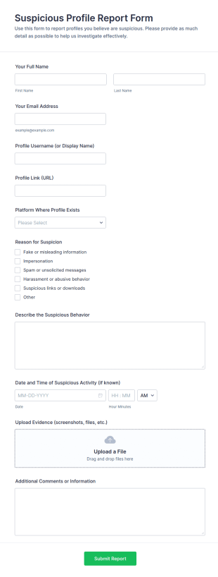 Suspicious Profile Report Form Template