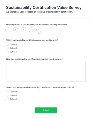Sustainability Certification Value Survey Form Template