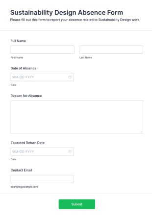 Sustainability Design Absence Form Template