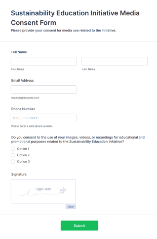 Sustainability Education Initiative Media Consent Form Template