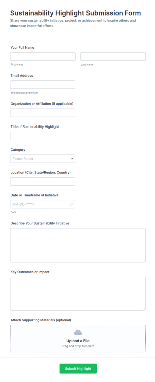 Sustainability Highlight Submission Form Template