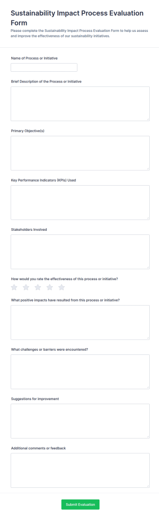 Sustainability Impact Process Evaluation Form Template