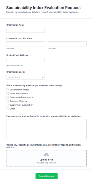 Sustainability Index Evaluation Request Form Template
