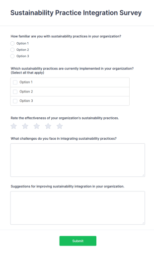 Sustainability Practice Integration Survey Form Template