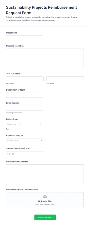 Sustainability Projects Reimbursement Request Form Template