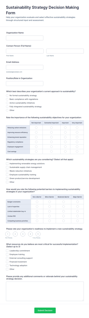 Sustainability Strategy Decision Making Form Template