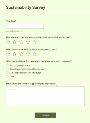 Sustainability Survey Form Template