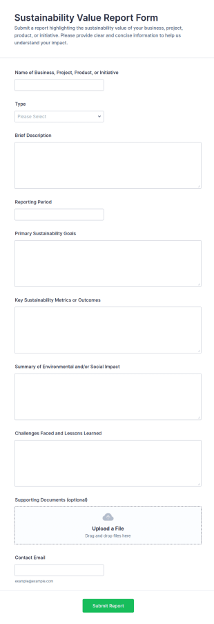 Sustainability Value Report Form Template