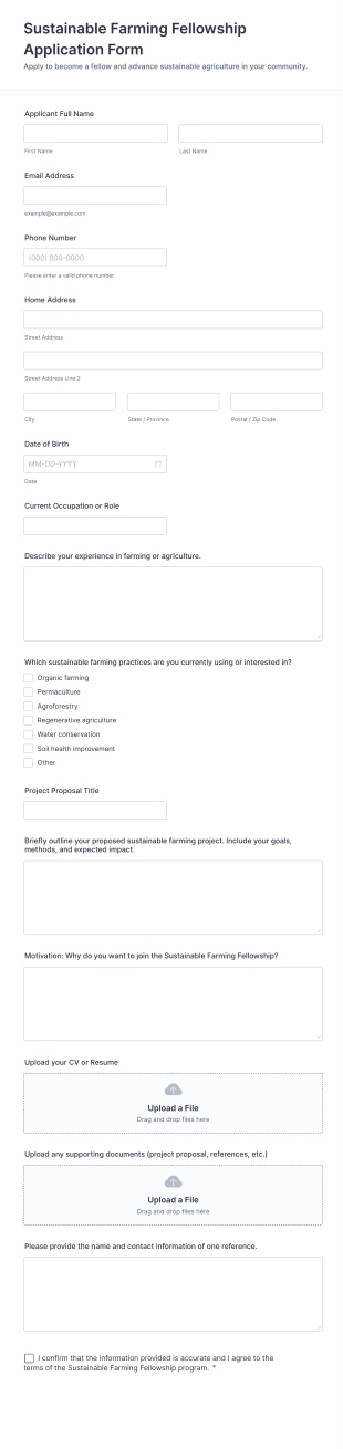 Sustainable Farming Fellowship Application Form Template