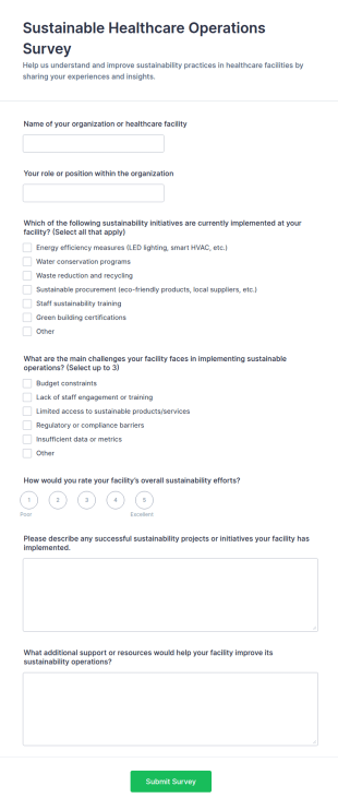 Sustainable Healthcare Operations Survey Form Template