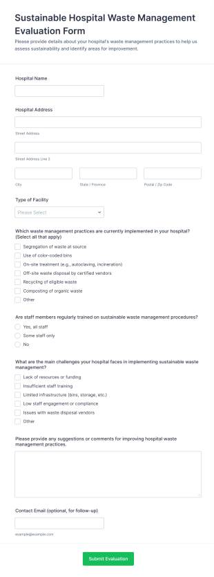 Sustainable Hospital Waste Management Evaluation Form Template