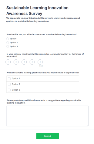 Sustainable Learning Innovation Awareness Survey Form Template