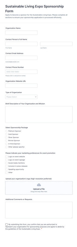 Sustainable Living Expo Sponsorship Form Template