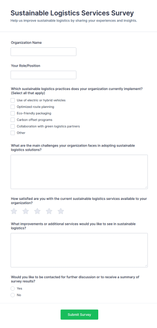 Sustainable Logistics Services Survey Form Template