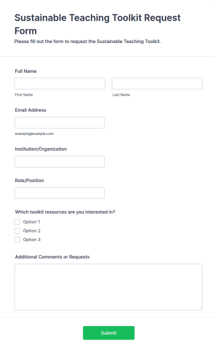 Sustainable Teaching Toolkit Request Form Template