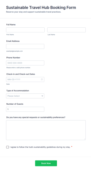 Sustainable Travel Hub Booking Form Template