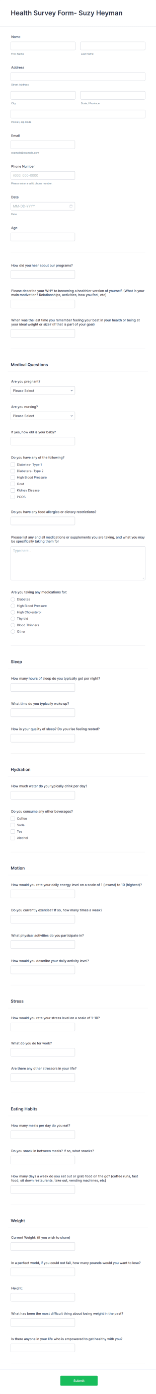 Suzy Heyman Form Template