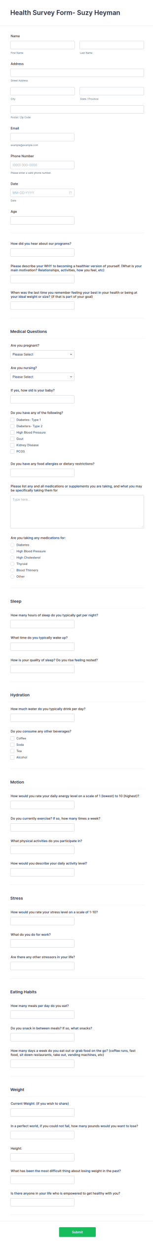 Suzy Heyman Form Template