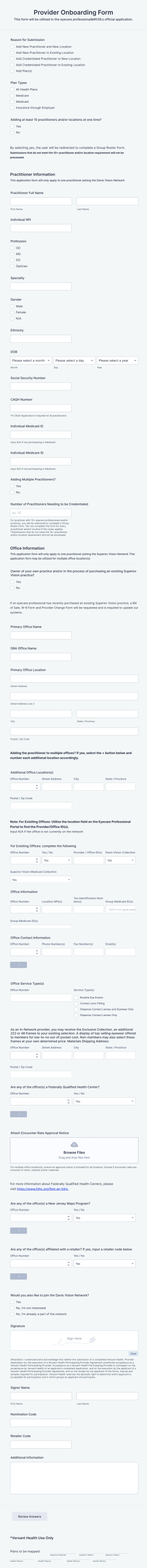 Network Development Onboarding Form Template