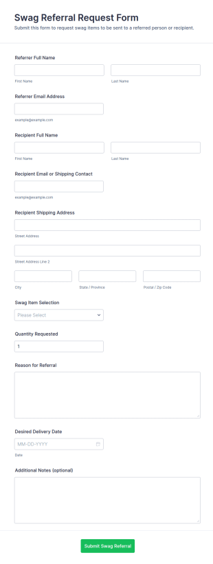 Swag Referral Request Form Template
