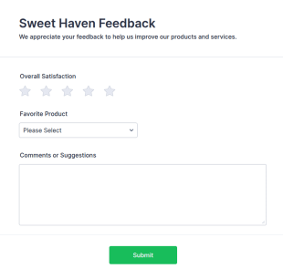 Sweet Haven Feedback Form Template
