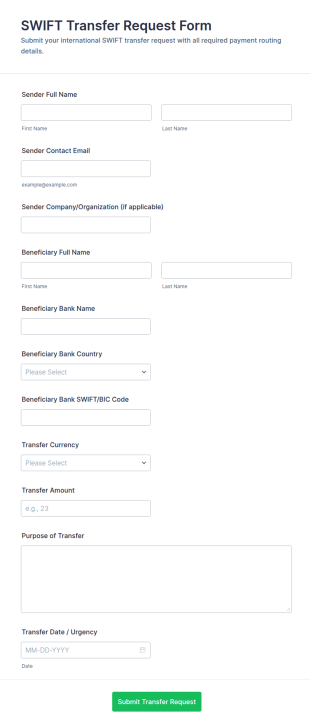 SWIFT Transfer Request Form Template