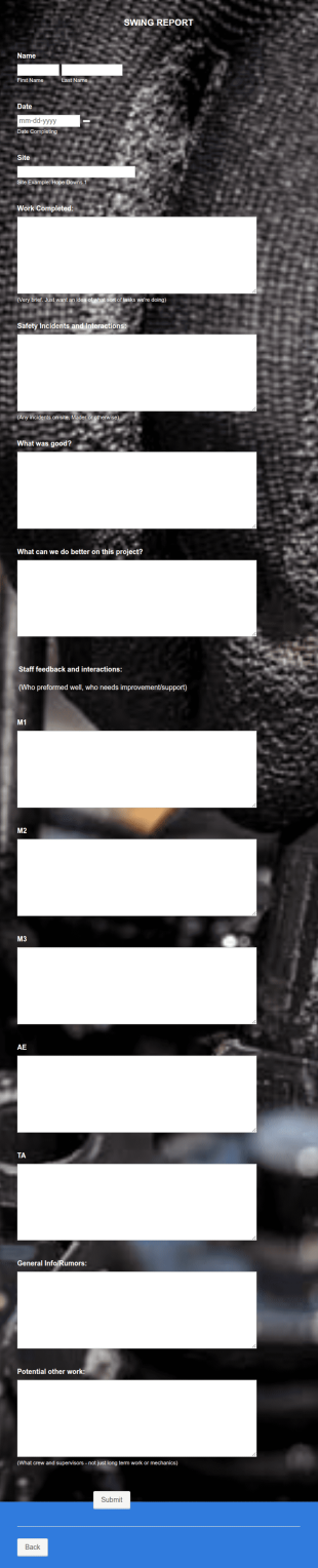Swing Report Form Template