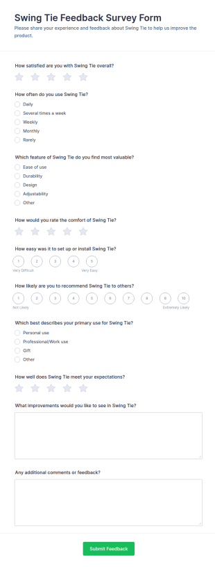 Swing Tie Feedback Survey Form Template