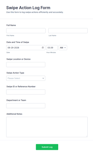 Swipe Action Log Form Template