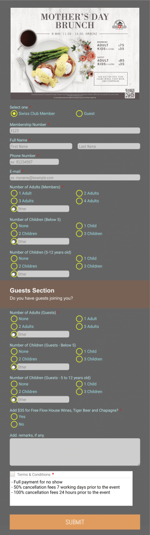 Swiss Club Booking Form Template