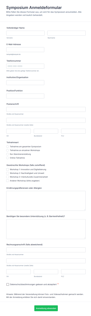 Symposium Anmeldeformular