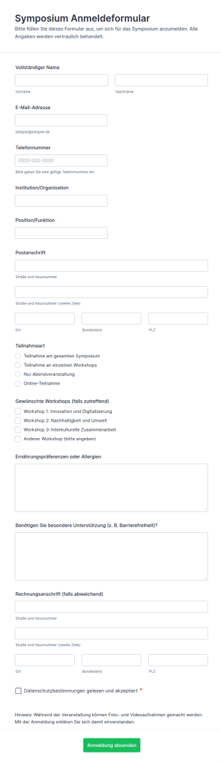 Symposium Anmeldeformular