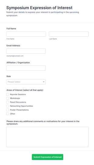 Symposium Expression Of Interest Form Template