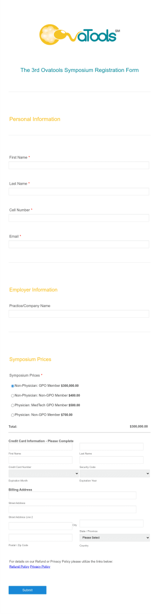 Symposium Registration Form Template